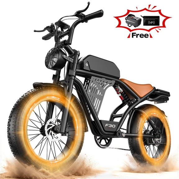2200W Peak Electric Bike for Adults-F30, 20"4.0 Fat Tire Ebike, 7-Speed 48V 20Ah Cargo Ebike,All-Terrain Off-Road Electric Mountain Bicycle,Full Suspension /Disc Brake UL2849, 440Lbs
