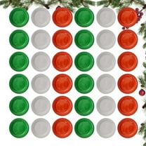FONDOTIN 60Pcs Round Food Tray for Christmas Dessert Plates Red and Green Colored Paper Disposable