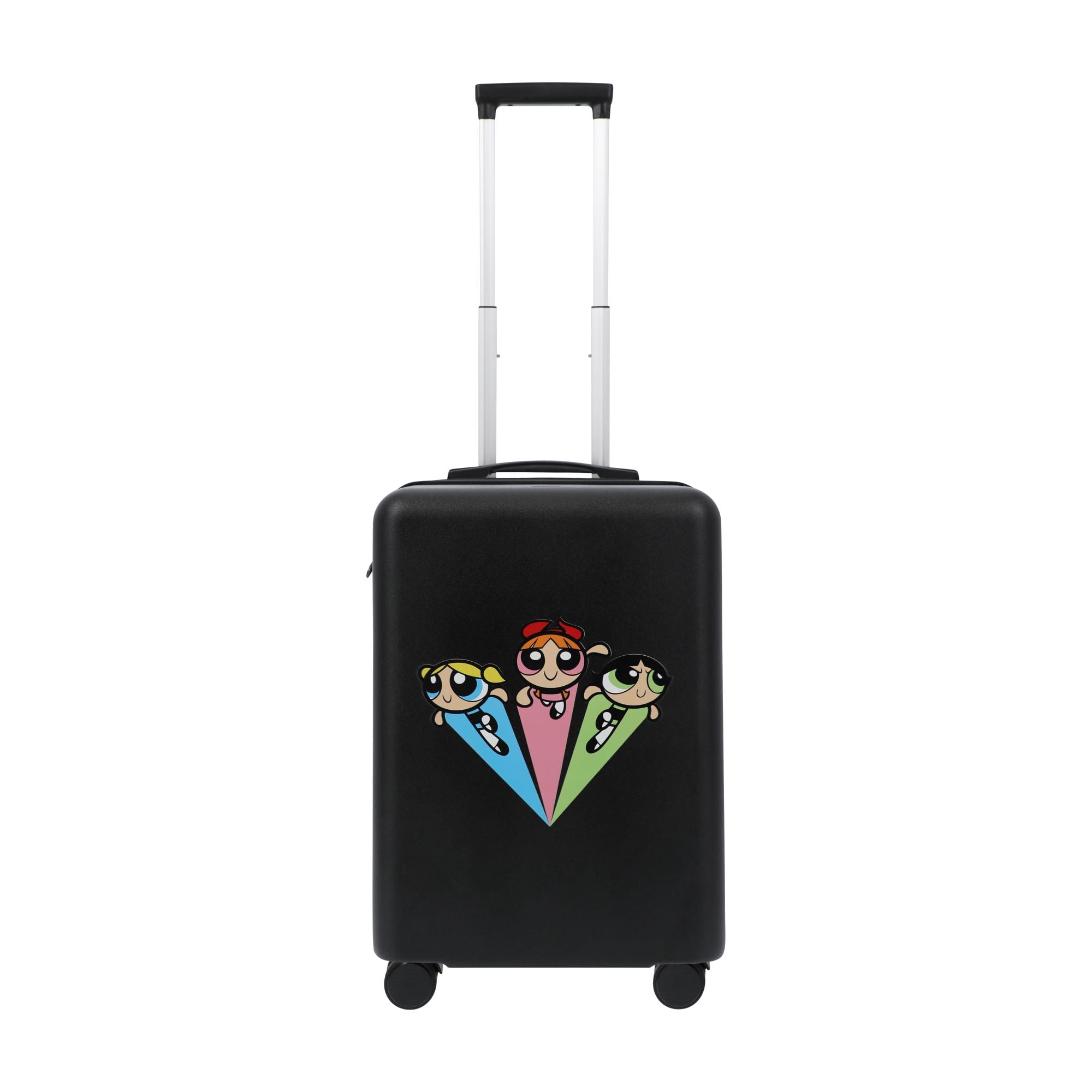 The Powerpuff Girls 22.5 Inch Carry On Luggage, Blossom, Bubbles and Buttercup Hardshell Rolling Suitcase with Spinner Wheels, Black