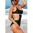 thumbnail image 5 of Sociala Women's Square Neck One Piece Swimsuit Hollow Out Monkini Back Tie Bath Suit Swimwear, 5 of 6