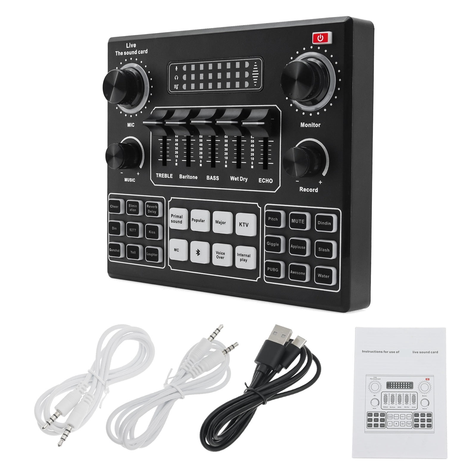 Live Sound Card and Interface with DJ Mixer Effects and Voice Changer DJ Equipment Voice Mixer