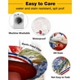 thumbnail image 3 of Round Table Cover 36"-44", Waterproof Reusable Table Cloth Round Fitted Vinyl Tablecloth with Elastic Edged for Outdoor Party,Independence Day American Flag Flowers Texture Table Cover, 3 of 4