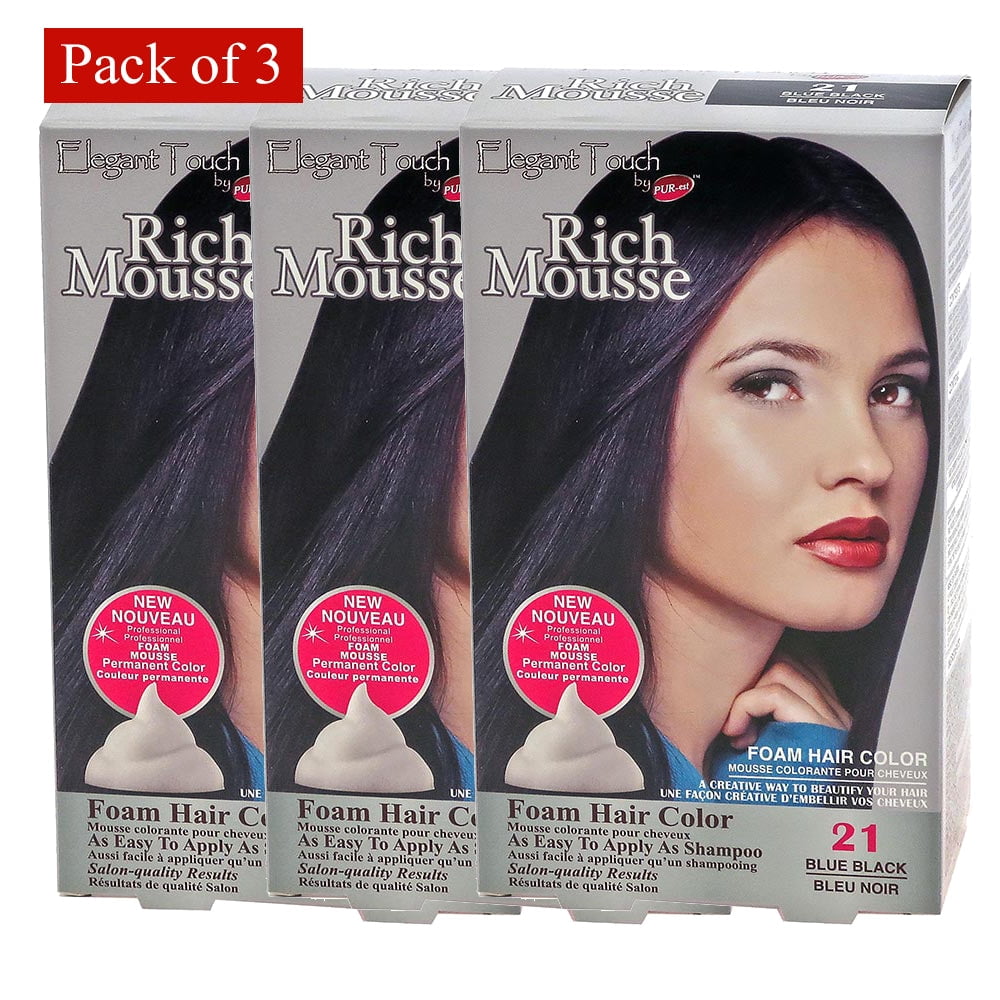 Foam Hair Color Rich Mousse Blue Black 21, Elegant Touch By PUREst