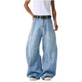 thumbnail image 2 of HaoXianJian Men's Pants Baggy Jeans for Men Super Wide Leg Jeans 90s Vintage Cargo Pants Street Style Hip Hop Skater Denim Pants Streetwear, 2 of 7
