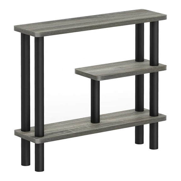Pemberly Row Turn-N-Tube Wood Slim Space Saving Storage Rack in Oak Gray/Black