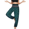thumbnail image 1 of Pantalones con forro polar Gibobby para mujer informales con estampado y cordón Verdinegro M, 1 of 4