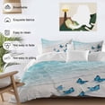 thumbnail image 3 of Cal King 4 Piece Bedding Set Summer Beach Butterfly Watercolor Soft Breathable Duvet Cover and Pillowcase,Seaside Blue Wave Duvet Cover Set Washable Bed Sheets for Bedroom Dormitory Guest Room, 3 of 9