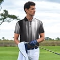thumbnail image 2 of Kdxio Monochrome Abstract Lines Print Men's Short Sleeve Polo Shirt,Midweight Men's Shirt-Small, 2 of 5