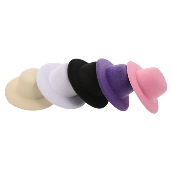 OFFIGAM Set of 5 Beige Mini Top Hats, Small Miniature Hats for Parties, Weddings, Special Events, and Costume Accessories