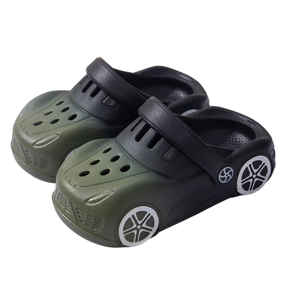 WZEIIOT Toddler Girls Sandal Lightweight Cartoon Car Design Slip On Clogs Shoes Summer Breathable Outdoor Play Casual Beach Garden Clogs Shoes