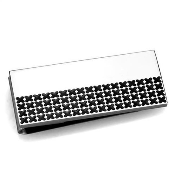 Men High Polished Stainless Steel Money Clip with No Stone in No Stone