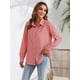 thumbnail image 4 of Camisas de Mujer con Botones, Casuales, de Larga, A Cuadros, con Estampados, Blusas Holgadas con Cuello A . Rojo M, 4 of 10