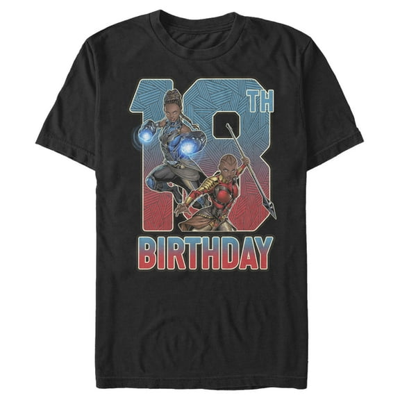 Men's Marvel Shuri and Okoye 18th Birthday  Graphic Tee Black Medium