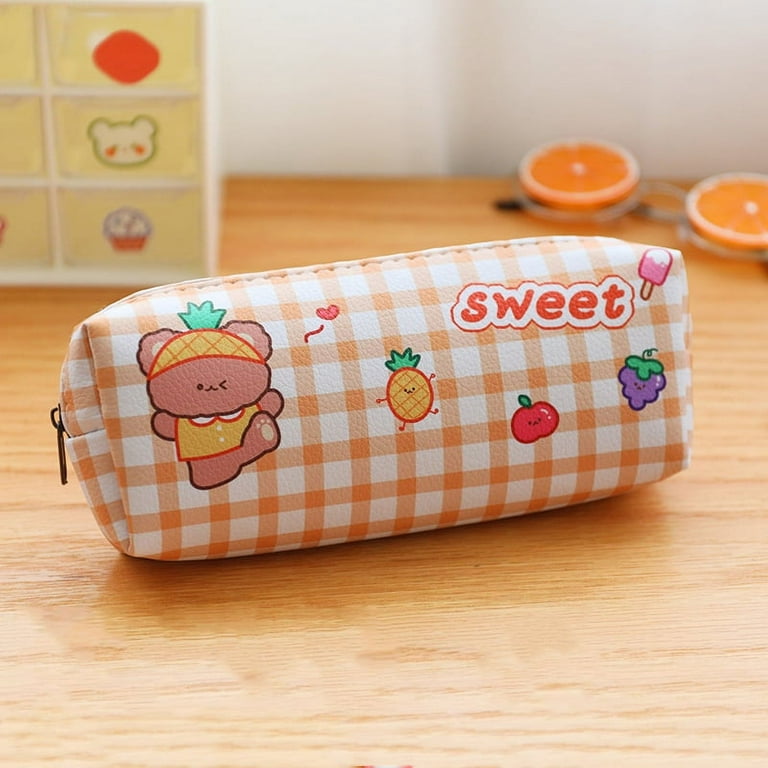 sdghg Zipper Pencil Case, Cute Bear Plaid Print Large Capacity Pencil Bag  Stationery Pouch - Walmart.com
