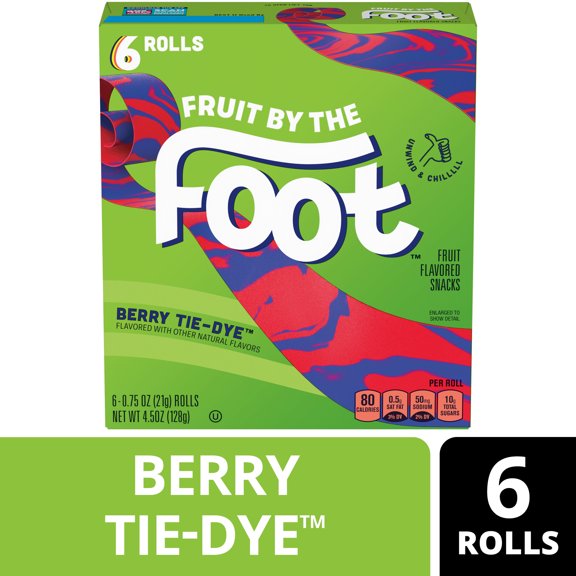 Fruit by the Foot Fruit Flavored Snacks, Berry Tie-Dye, 4.5 oz, 6 Count