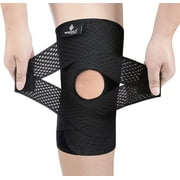 Knee Brace for Knee Pain, Compression Knee Support with Air Mesh Fabric, Adjustable Knee Wrap with Side Stabilizers, Ultra-Soft Bandage for Sports, Running, Meniscus Tear, ACL, Arthritis Relief