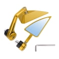 thumbnail image 1 of Ofertas Únicas 1 Juego de Espejos Retrovisores Universales para Motocicleta de Aleación de Aluminio con Vidrio Azul, Espejos Laterales de Montaje en Tono Dorado, Mango Corto en Forma de Triángulo, 1 of 1