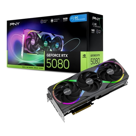 PNY NVIDIA GeForce RTX™ 5080 Epic-X™ ARGB OC Triple Fan, Graphics Card 16GB GDDR7, 2.99-Slot