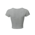 thumbnail image 3 of A2Y Women's Basic Solid Printed Scoop Neck Cap Sleeve Fitted Crop Rayon Top Tee Shirt Heather Grey L, 3 of 3