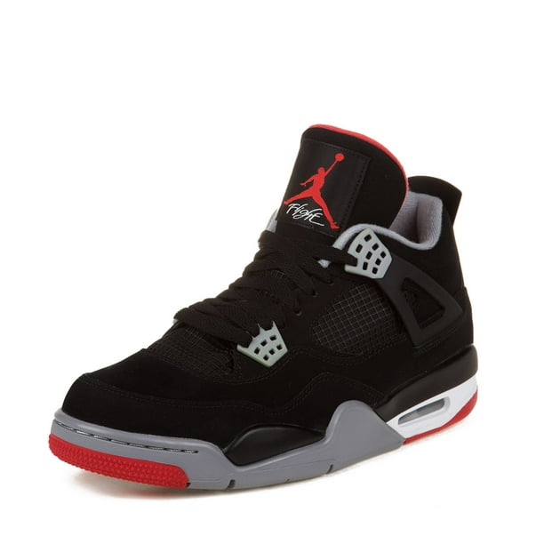 Nike Mens Jordan 4 "Bred" Black/Cement Grey-Fire 308497-089 - Walmart.com