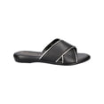 thumbnail image 2 of Bella Vita Womens Tab Leather Metallic Trim Slide Sandals, 2 of 3