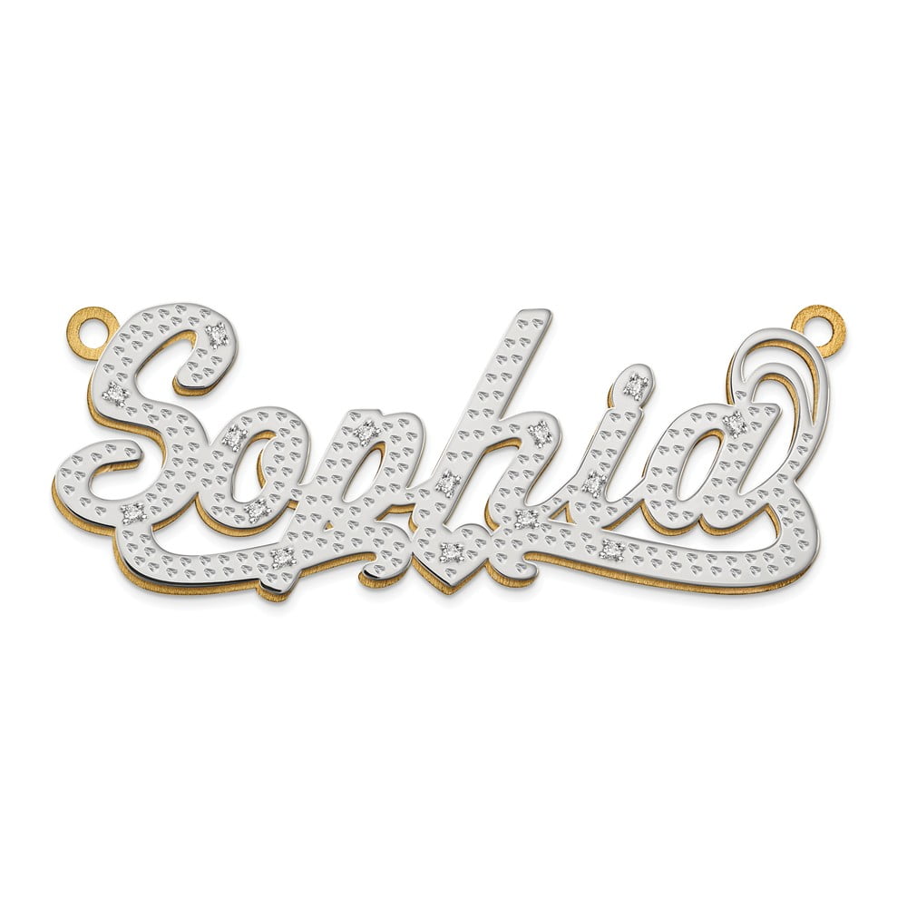 Solid 14k White and Yellow Gold Two Toned 3Dimensional Diamond Name
