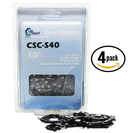 

4-Pack 10 Semi Chisel Saw Chain for Makita UC3500 Chainsaws - (10 inch 3/8 Low Profile Pitch 0.050 Gauge 40 Drive Links CSC-S40) - UpStart Components