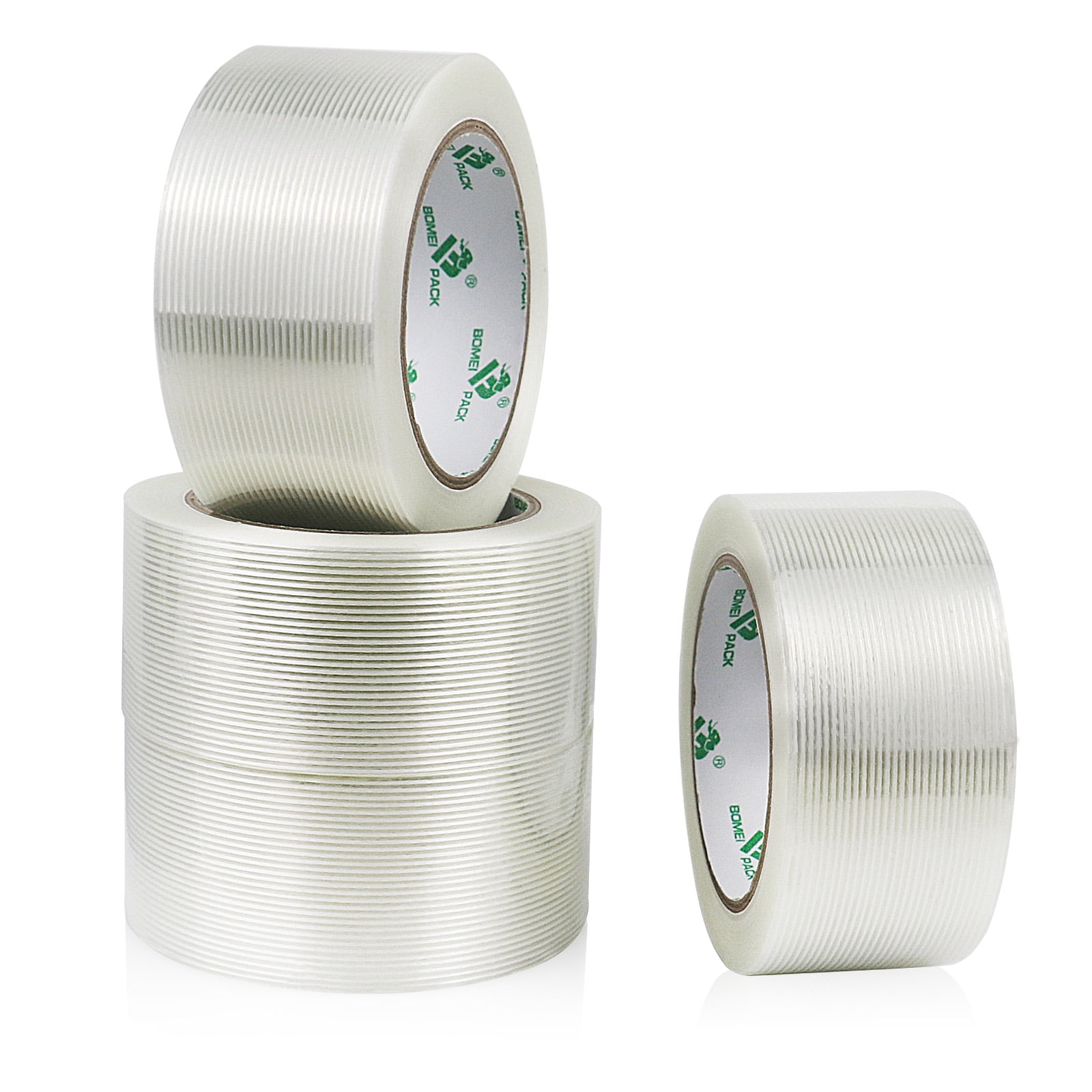 BOMEI PACK 5.5mil Reinforced Mono Filament Clear Strapping Tape 4 Pack