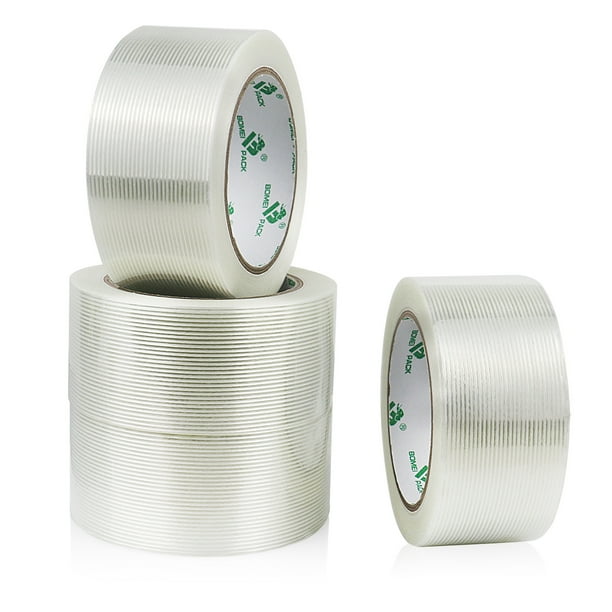 BOMEI PACK 5.5mil Reinforced Mono Filament Clear Strapping Tape 4 Pack