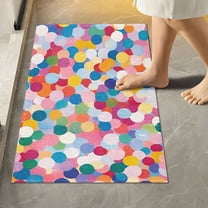 Yayeee Bath Rugs for Bathroom Floor Set of 2 Non Slip Fluffy Soft Absorbent Mat, Yellow Colorful Circles