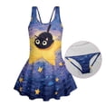 thumbnail image 3 of FOR U DESIGNS Girls' Sleeveless One-Piece Swimsuit Sleeveless Bathing Suit Swimwear Skirted Bathing Suit for 3-13 Years, Cat Star, 3 of 7
