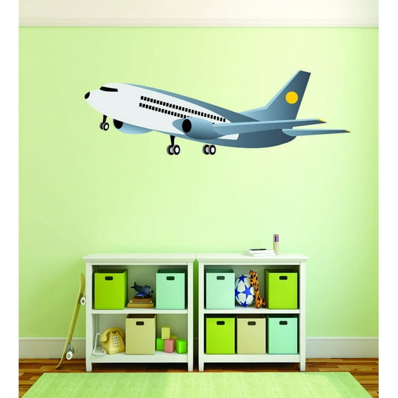 Custom Wall Decal Sticker : Flying Airplane 30x50 Inches