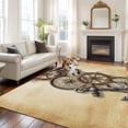 thumbnail image 2 of Large Area Rugs for Living Room Bedroom, Vintage Anchor Nautical 8'x10' Rug Washable Carpet Runner Indoor Outdoor, Coastal Compass Brown Non Slip Floor Mats Rug for Kitchen, Patio, 2 of 8