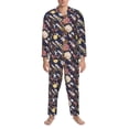 thumbnail image 3 of Sikiie Cartoon Space 1 Mens Pajama Set, Soft Warm Long Sleeve Sleepwear, Cozy Button-Down Pjs for Men-Large, 3 of 7
