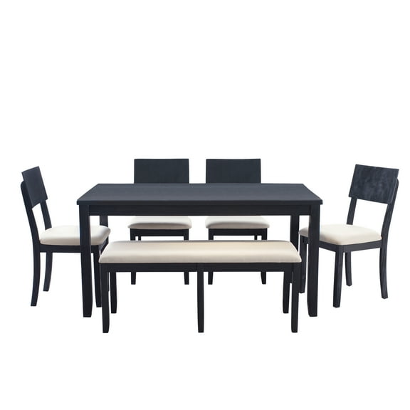 Linon Jamil 6-Piece Dining Set, Dark Charcoal