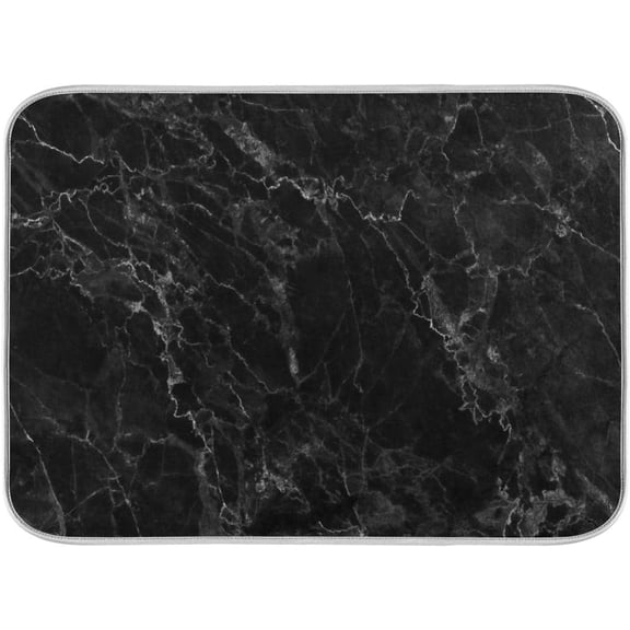 Black Marble Dish Drying Mat 16 x 18 inch,Dish Drainer Kitchen Counter Mat Bottles Dish Dry Pad Protector for Kitchen Countertops