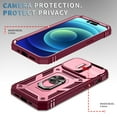 thumbnail image 5 of Dteck Case for iPhone 16 Plus with Slide Lens Cover, Shockproof Finger Ring Holder Stand, Military Grade Drop Protection fit Magnetic Car Mount for iPhone 16 Plus,Pink+Red, 5 of 11