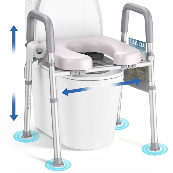 KEKOY Toilet Seat Riser for Seniors, Raised Toilet Seat with Handles, FSA HSA Eligible 400lb Elevated Toilet Risers, Tool-Free Assembly with Adjustable Height & Width