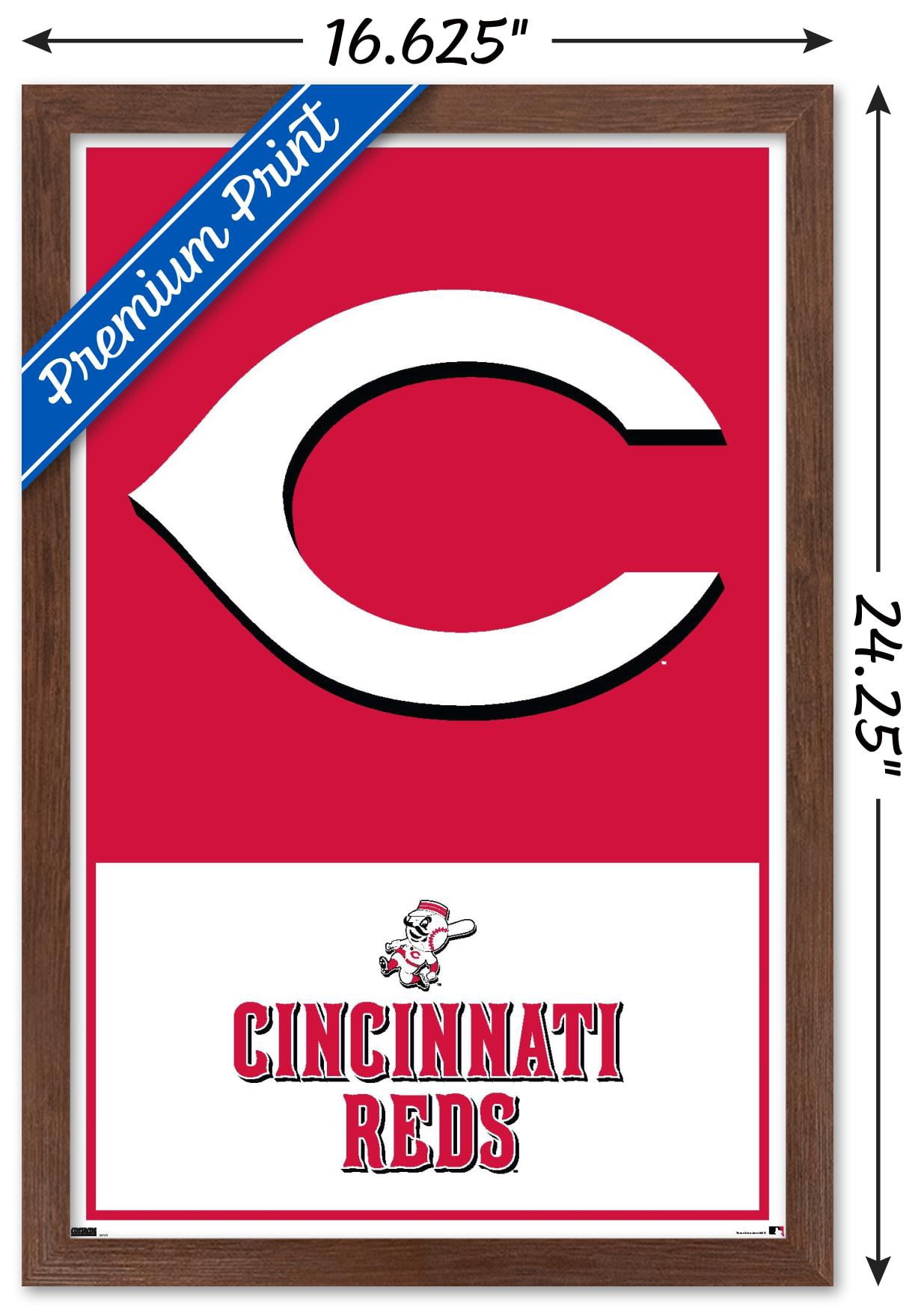MLB Cincinnati Reds - Logo 22 Wall Poster, 14.725" x 22.375" Framed