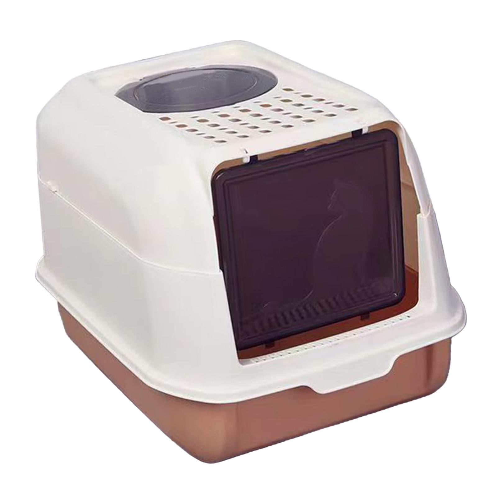 Bvdfgk Enclosed Cat Litter Box Kitten Litter Litter Tray Anti Splashing High Sides Easy Orange