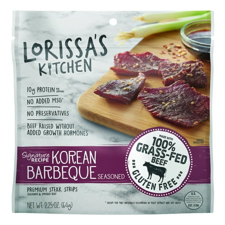 - (2 Pack) Lorissa's Kitchen Premium Steak Strips, Korean BBQ, Gluten Free, 2.25oz