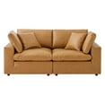 thumbnail image 4 of Loveseat Sofa, Faux Vegan Leather, Tan, Modern Contemporary Urban Design, Living Lounge Room Hotel Lobby Hospitality, 4 of 8