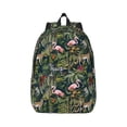 thumbnail image 2 of Rocae Flamingos And Palm Leaves for Durable Canvas Backpack Leisure Large Bag Travel Rucksack Multi-function Backpack Medium, 2 of 8