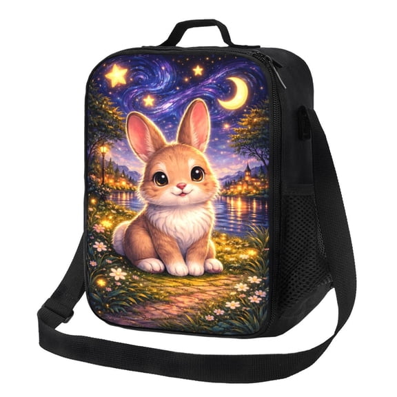 Cute Bunny Lunch Bag Insulated Thermal Lunch Box with Shoulder Strap & Handle for Women and Men
