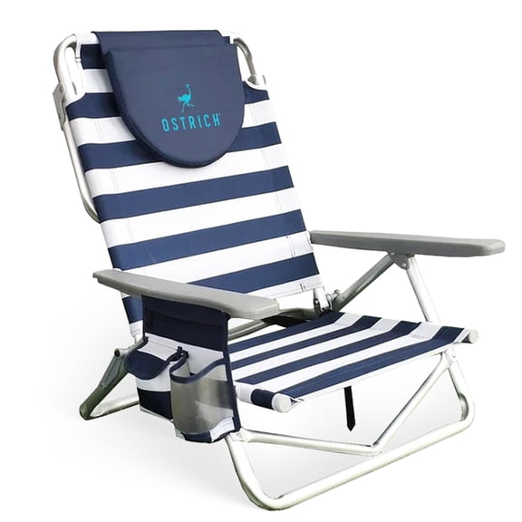Ostrich The Lightweight Backpacker Portable Reclining Beach Camping Chair, Blue Stripe