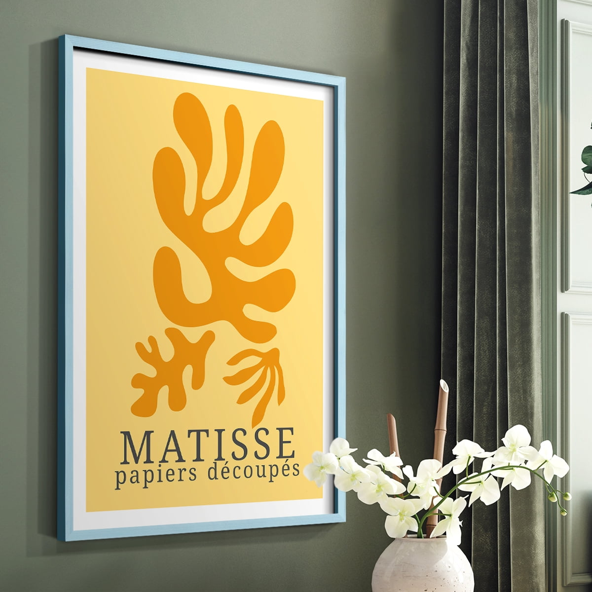 Matisse CCCLVIII in Blue Solid Wood 11 x 14 Framed Print