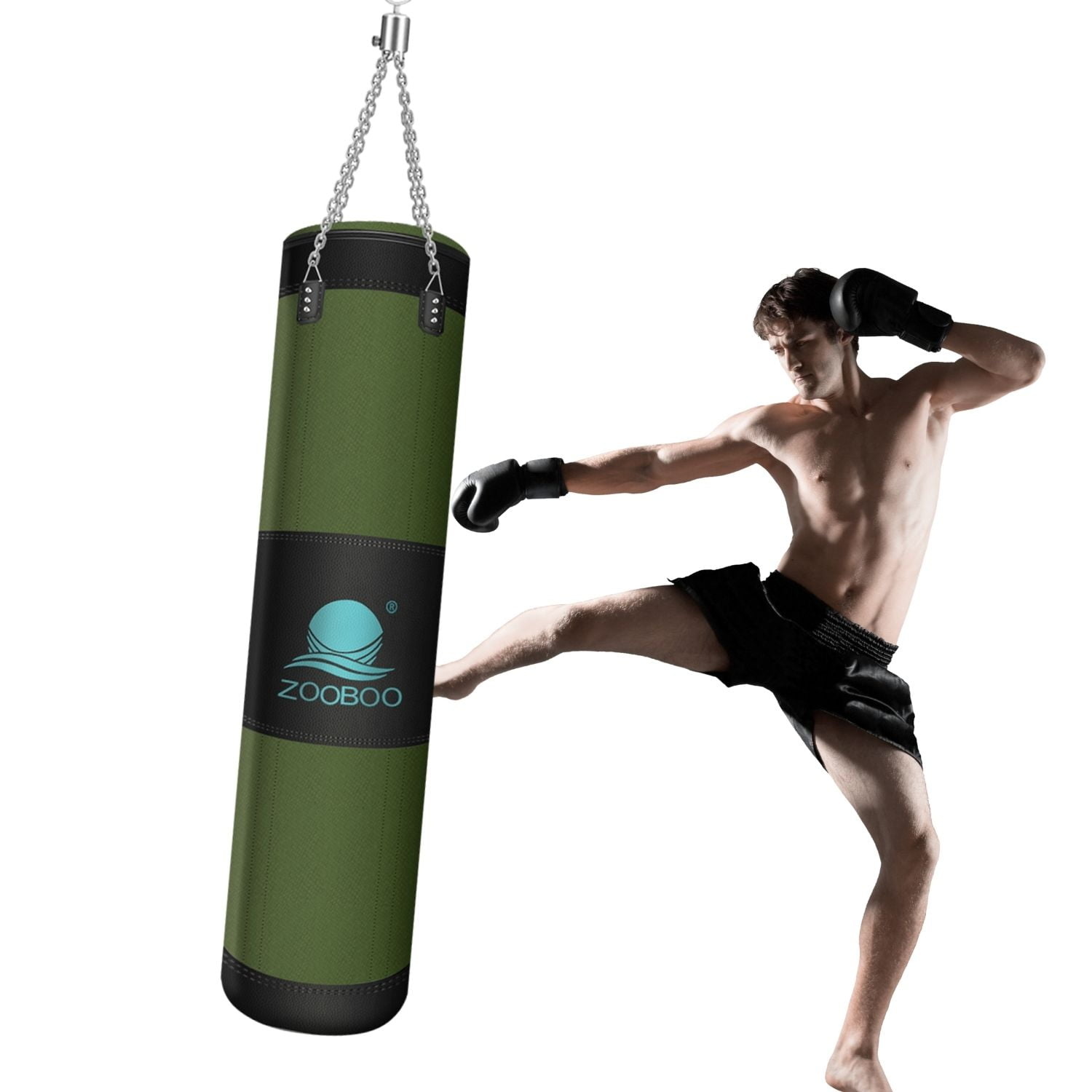 NUBARKO Punching Bag UNFILLED Set Kick， Fitness Target Bag ， Boxing Heavy  MMA Training with Hanging Chain Muay Thai Martial Arts.