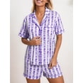 thumbnail image 4 of Conjunto de pijama estilo preppy for mujer, ideal for el verano. Incluye shorts de algodón, estampado oceánico y shorts a juego., 4 of 7