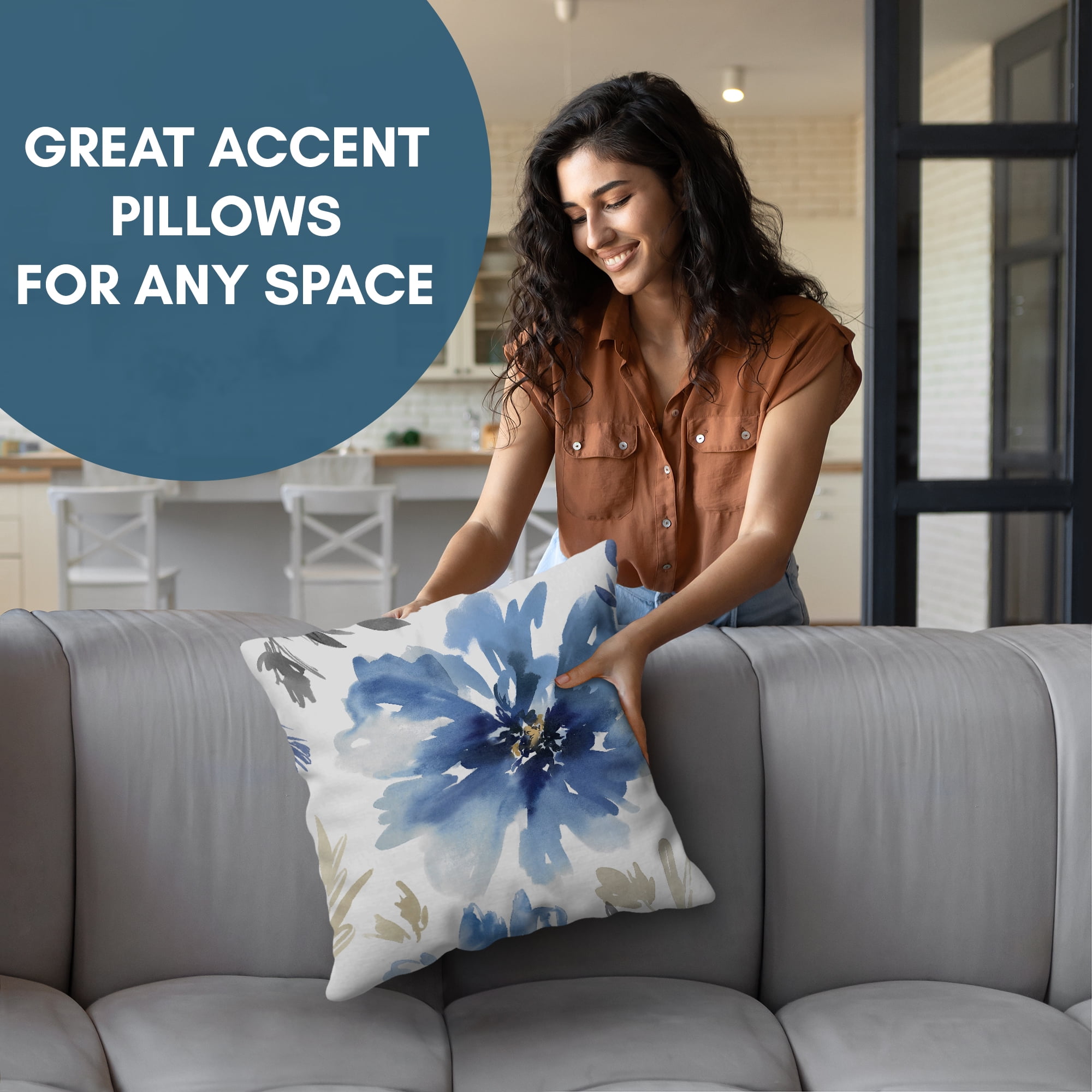 Americanflat 20"x20" Floral Throw Pillow with Premium Polyester