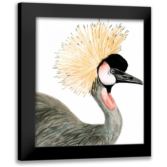 McCavitt, Naomi 12x13 Black Modern Framed Museum Art Print Titled - Watercolor Crested Crane